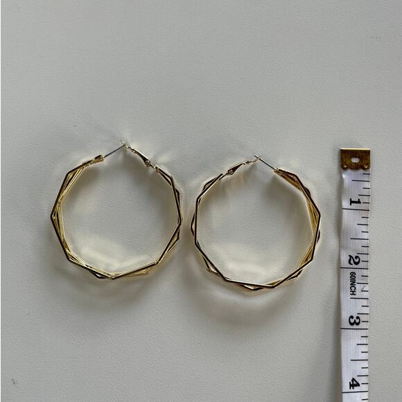 Ettika Earrings Womens Jewelry Gold Round Hoop Geo Revolve Layered Medium - Picture 5 of 5